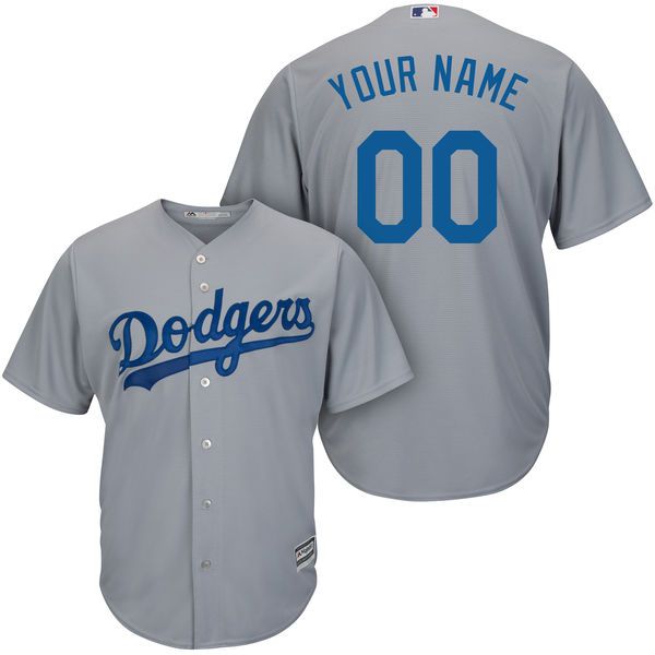 Men Los Angeles Dodgers Majestic Gray Road Alternate Cool Base Custom MLB Jersey->customized mlb jersey->Custom Jersey